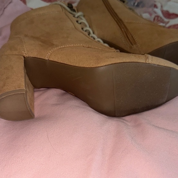 Madden Girl Tan Lace-Up Heeled Boots - Picture 5 of 6